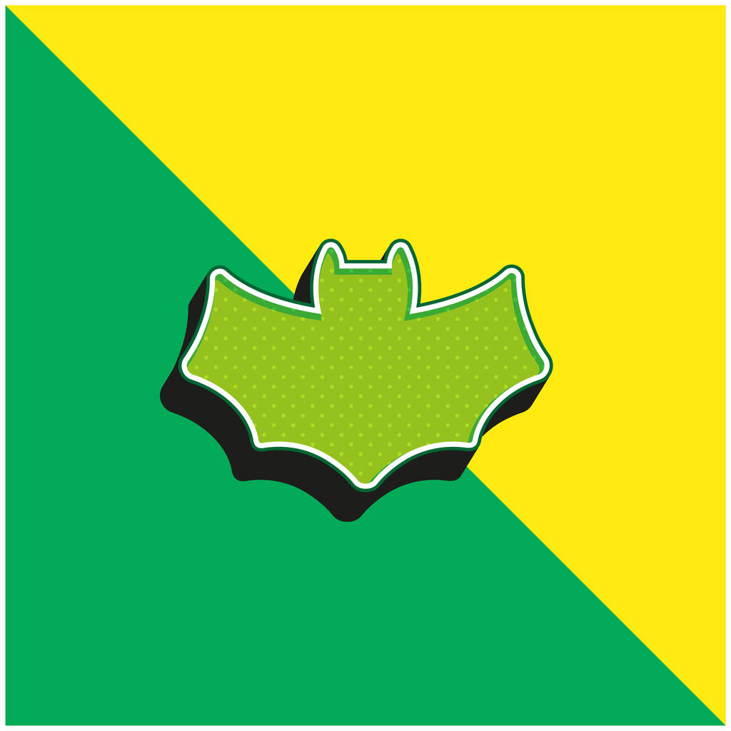 Bat Verde e amarelo moderno logotipo vetor 3d ícone - Vetor, Imagem