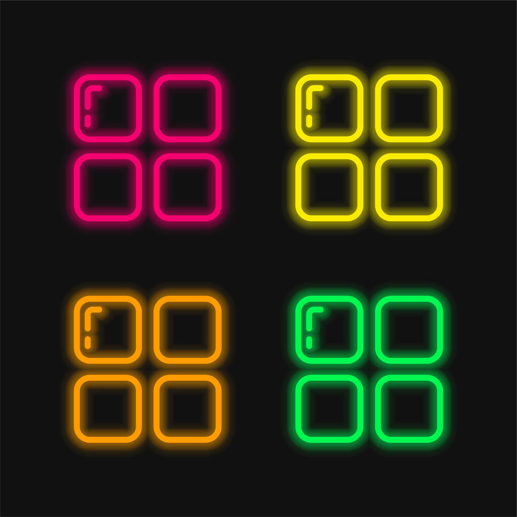 Parlayan dört renk neon vektör simgesi uygularName - Vektör, Görsel