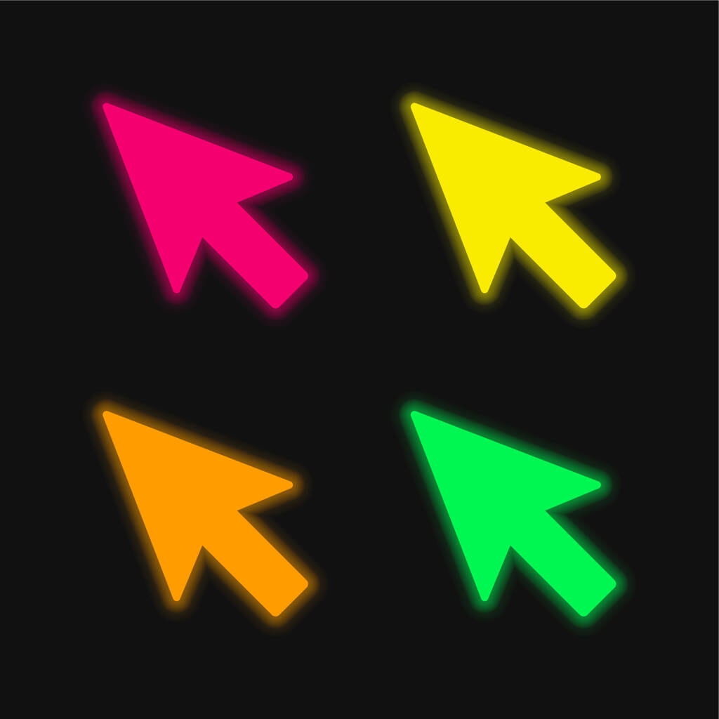Стрілка Пойнтер чотири кольори світячи неонову векторну ікону - Вектор, зображення