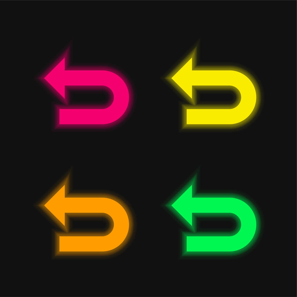 バック4色の輝くネオンベクトルアイコン - ベクター画像