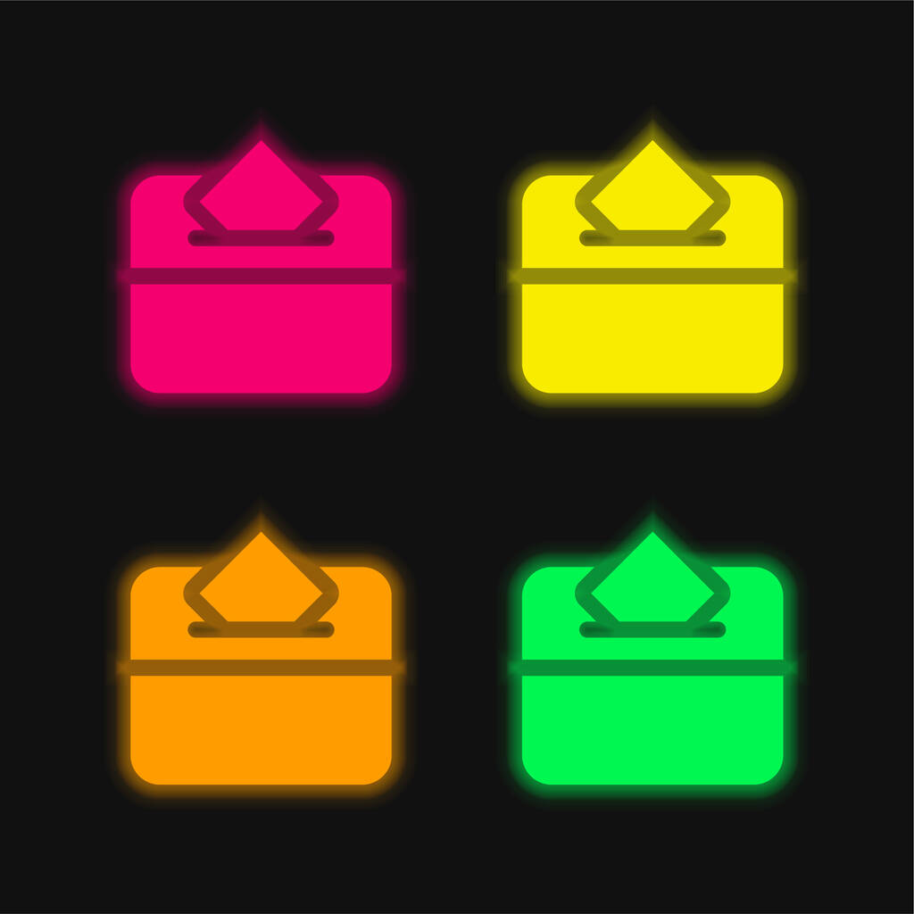 Icône vectorielle néon éclatante à quatre couleurs - Vecteur, image