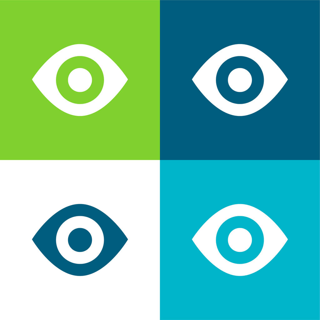 Set di icone minime a quattro colori Black Eye Flat - Vettoriali, immagini