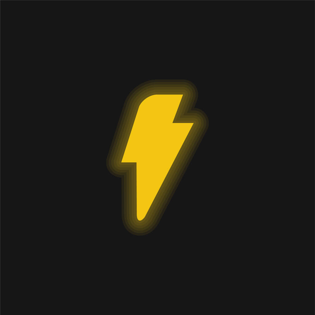 Musta salama keltainen hehkuva neon kuvake - Vektori, kuva