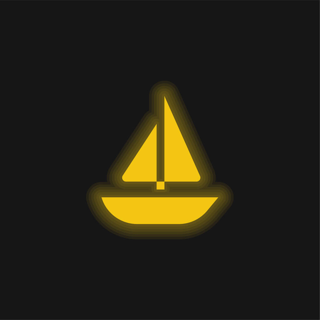 ボート黄色の輝くネオンアイコン - ベクター画像