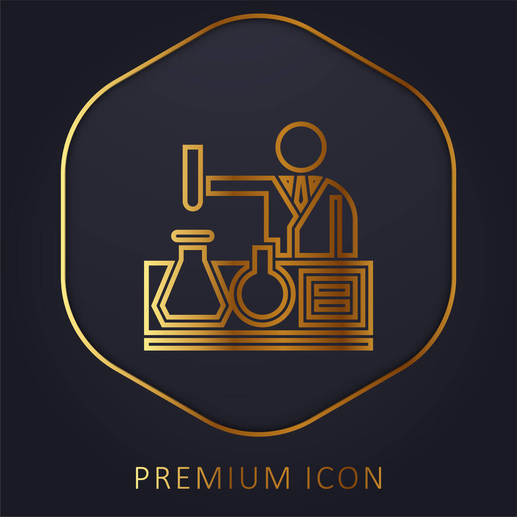 Biyomühendislik altın çizgi premium logosu veya simgesi - Vektör, Görsel