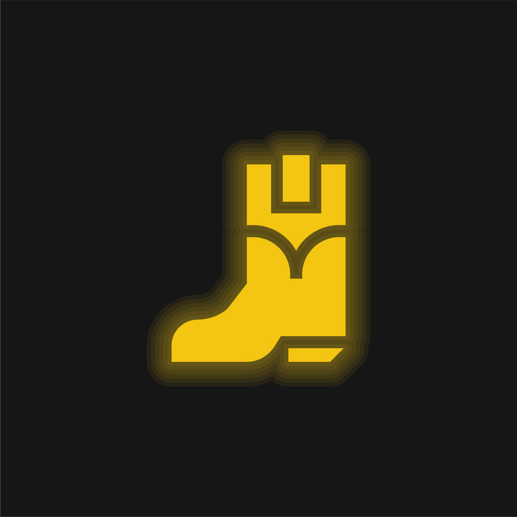 Bottes jaune brillant icône néon - Vecteur, image