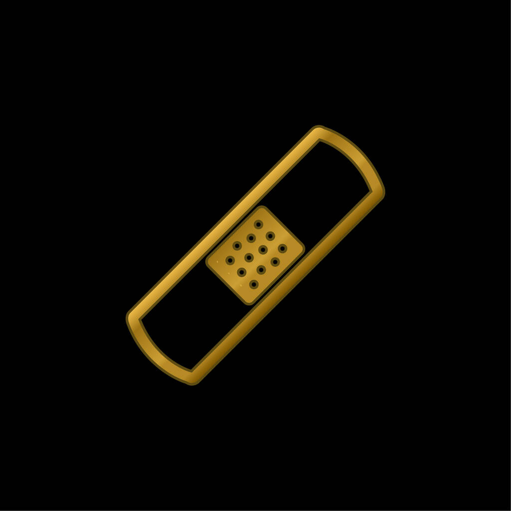 Esquema de curitas Variante chapado en oro icono metálico o logo vector - Vector, imagen