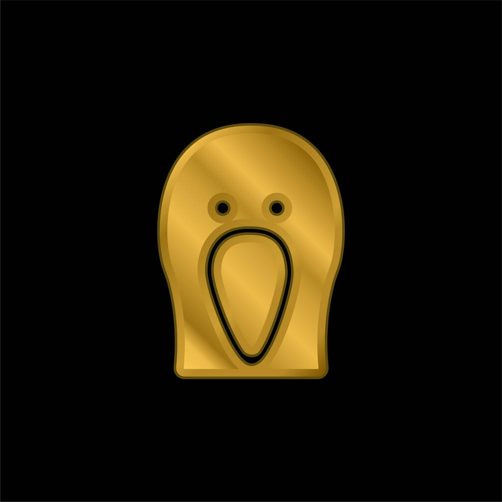 Kuş Siyah Kafa Önü altın kaplama metalik simge veya logo vektörü - Vektör, Görsel