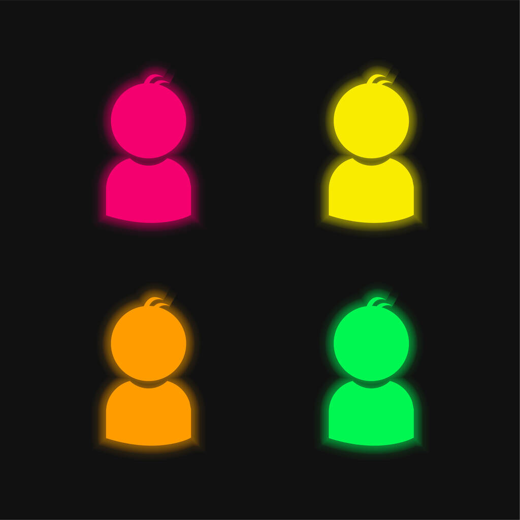 Chlapec čtyři barvy zářící neonový vektor ikona - Vektor, obrázek