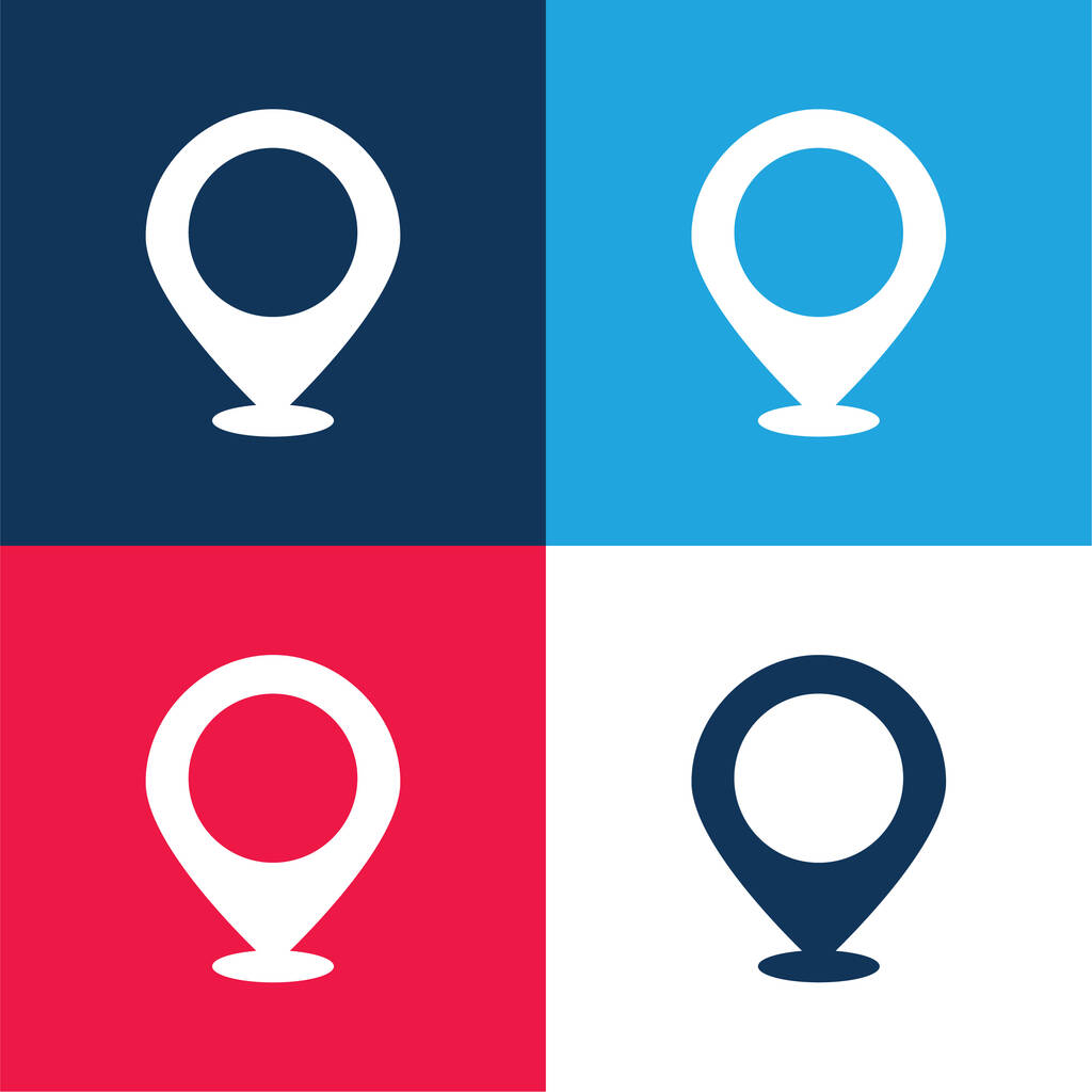 Big Map Ensemble d'icônes minime quatre couleurs bleu et rouge - Vecteur, image