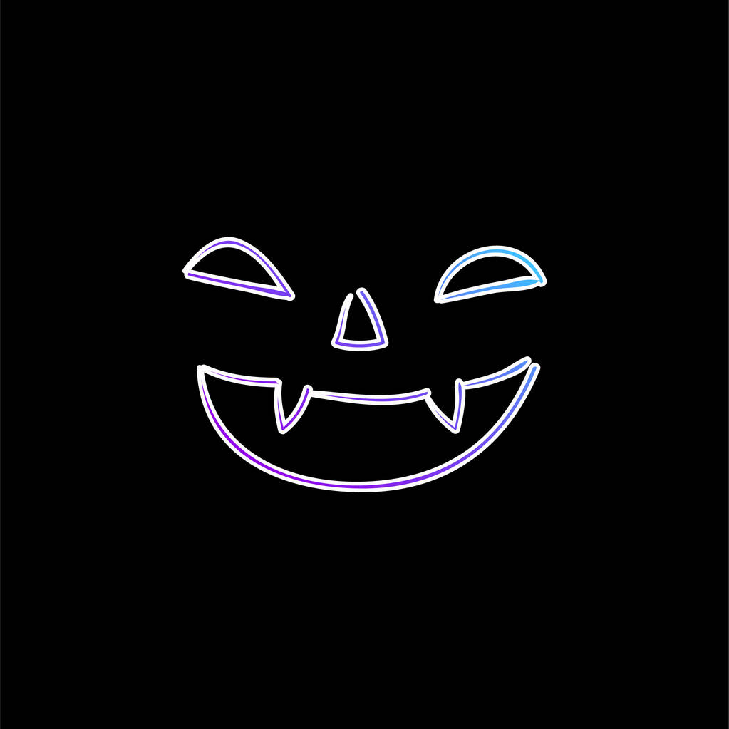 Bad Halloween Face Of Mouth Nose And Eyes Outlines blue gradient vector icon - Vector, Image