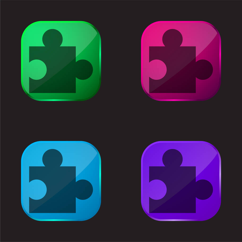 App icône de bouton en verre quatre couleurs - Vecteur, image