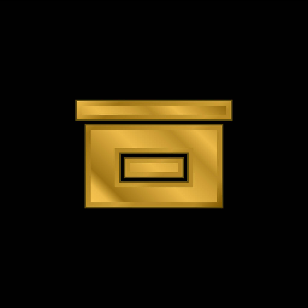 Fekete doboz tároló aranyozott fém ikon vagy logó vektor - Vektor, kép