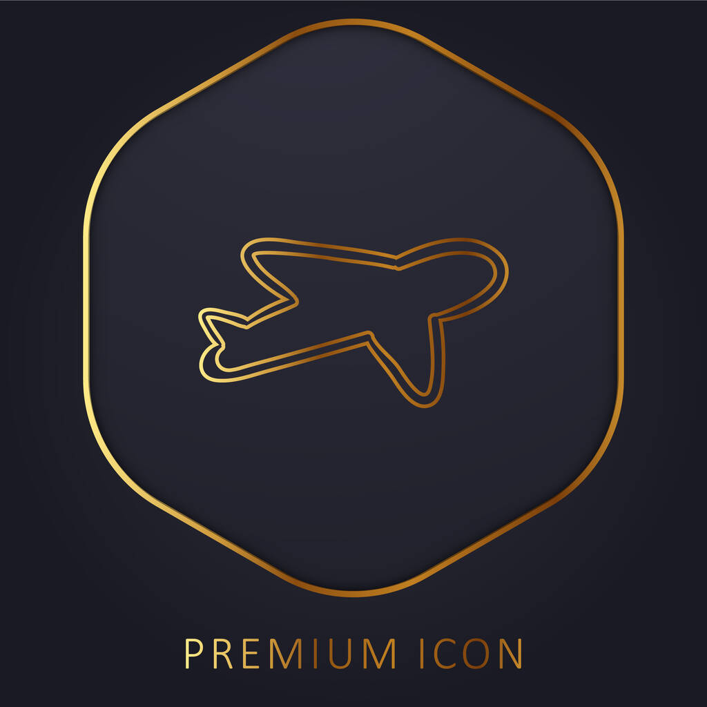 Avião delinear linha dourada logotipo premium ou ícone - Vetor, Imagem