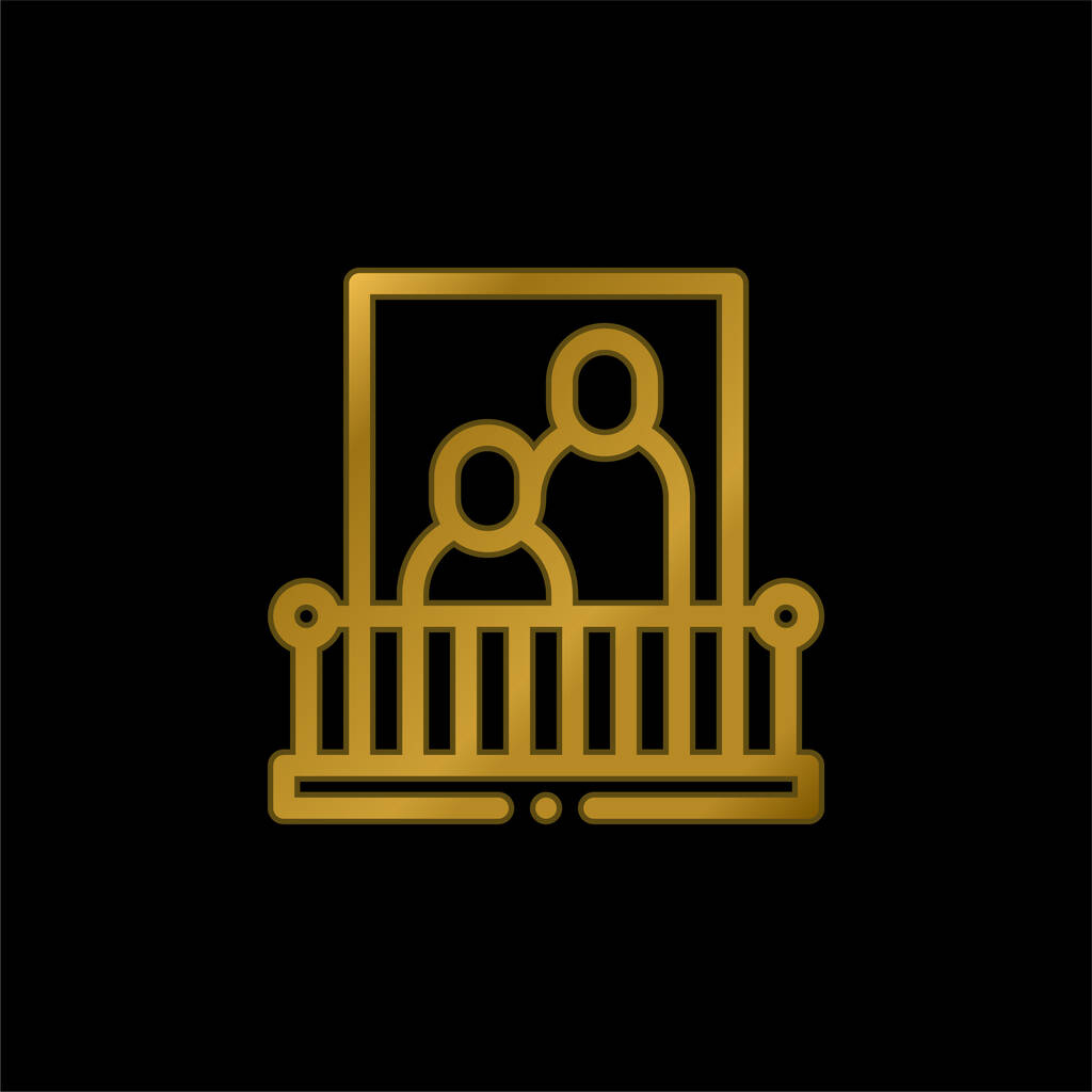 Balcone oro placcato icona metallica o logo vettore - Vettoriali, immagini