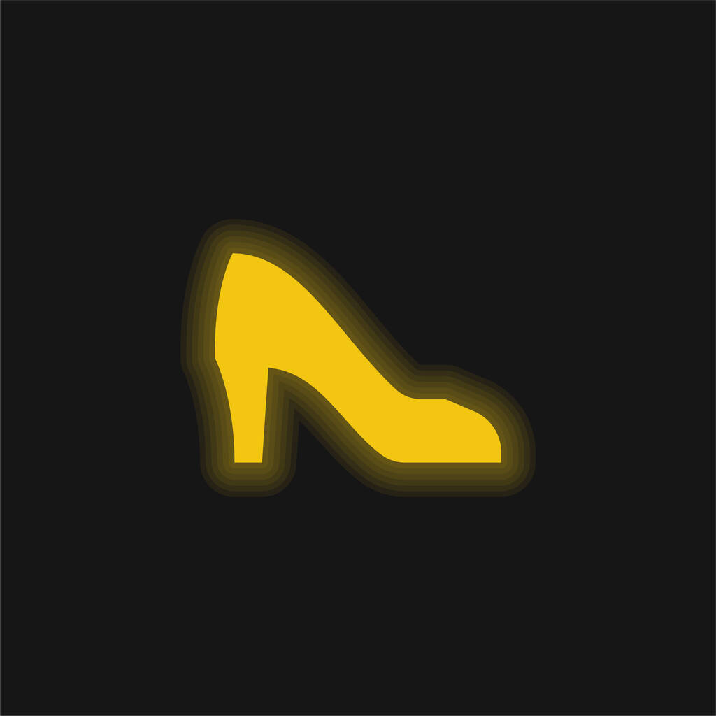 Ícone de néon brilhante amarelo da noiva - Vetor, Imagem