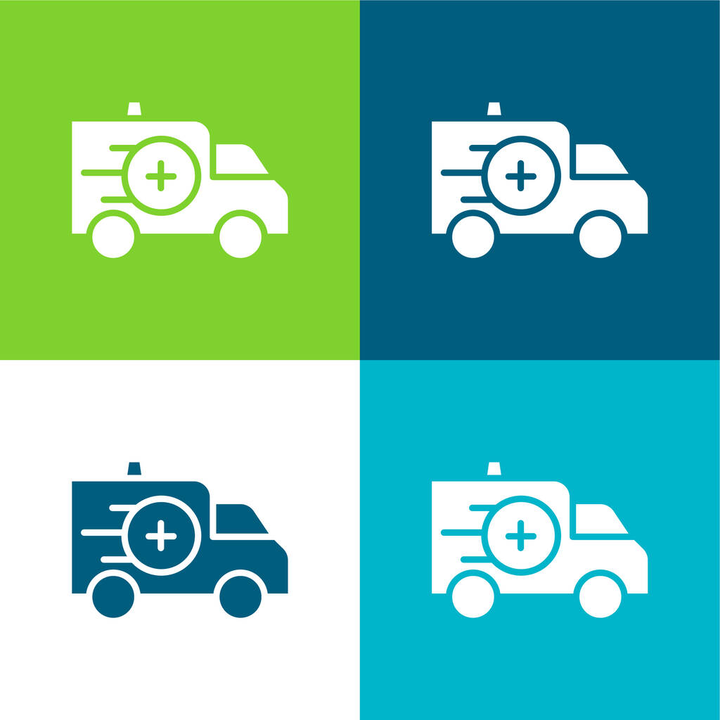 Ambulância Plano quatro cores conjunto de ícones mínimos - Vetor, Imagem