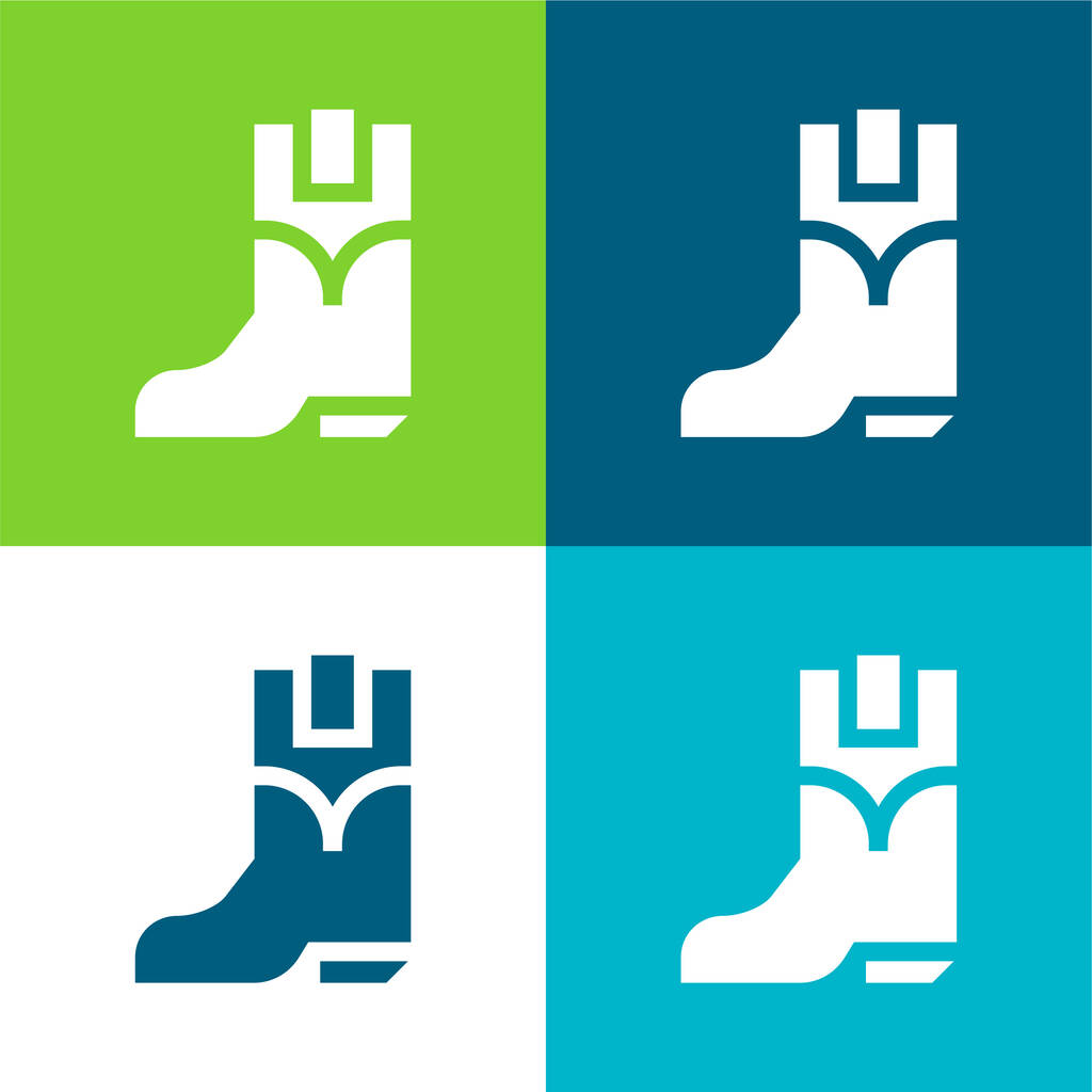 Μπότες Επίπεδες τέσσερις χρώμα ελάχιστο σύνολο εικονιδίων - Διάνυσμα, εικόνα