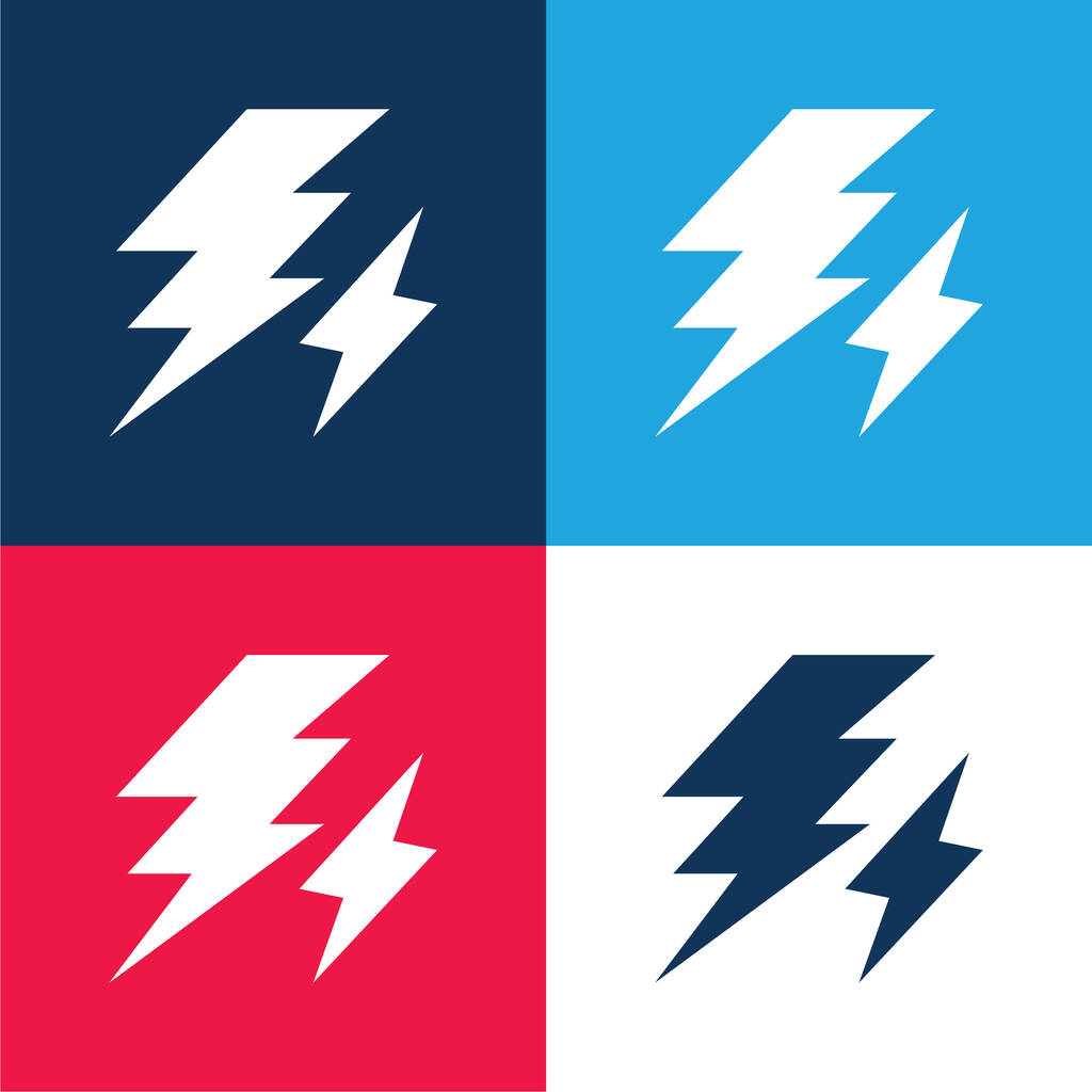 Perno azul y rojo conjunto de iconos mínimo de cuatro colores - Vector, imagen