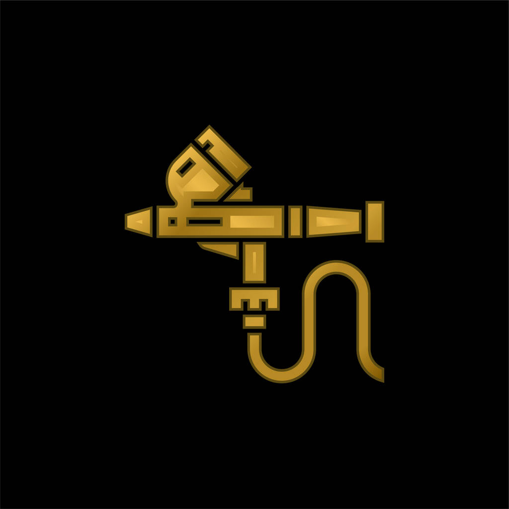 Aerografo chapado en oro icono metálico o logo vector - Vector, Imagen