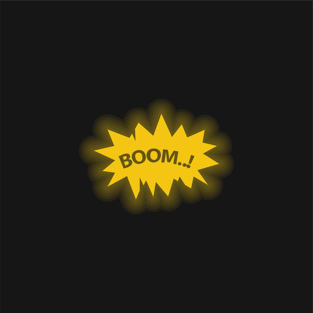 Boom keltainen hehkuva neon kuvake - Vektori, kuva