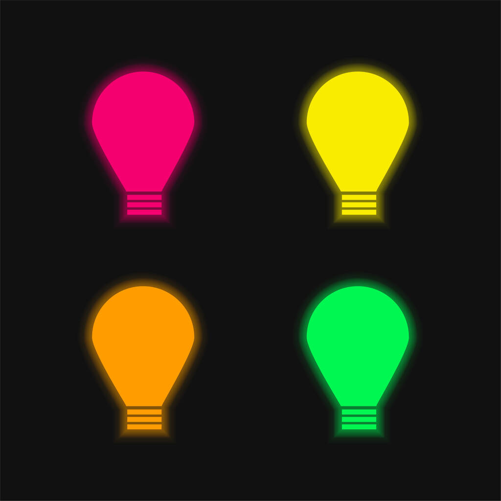 Big Light Bulb Чотири кольори світяться неонова векторна ікона - Вектор, зображення