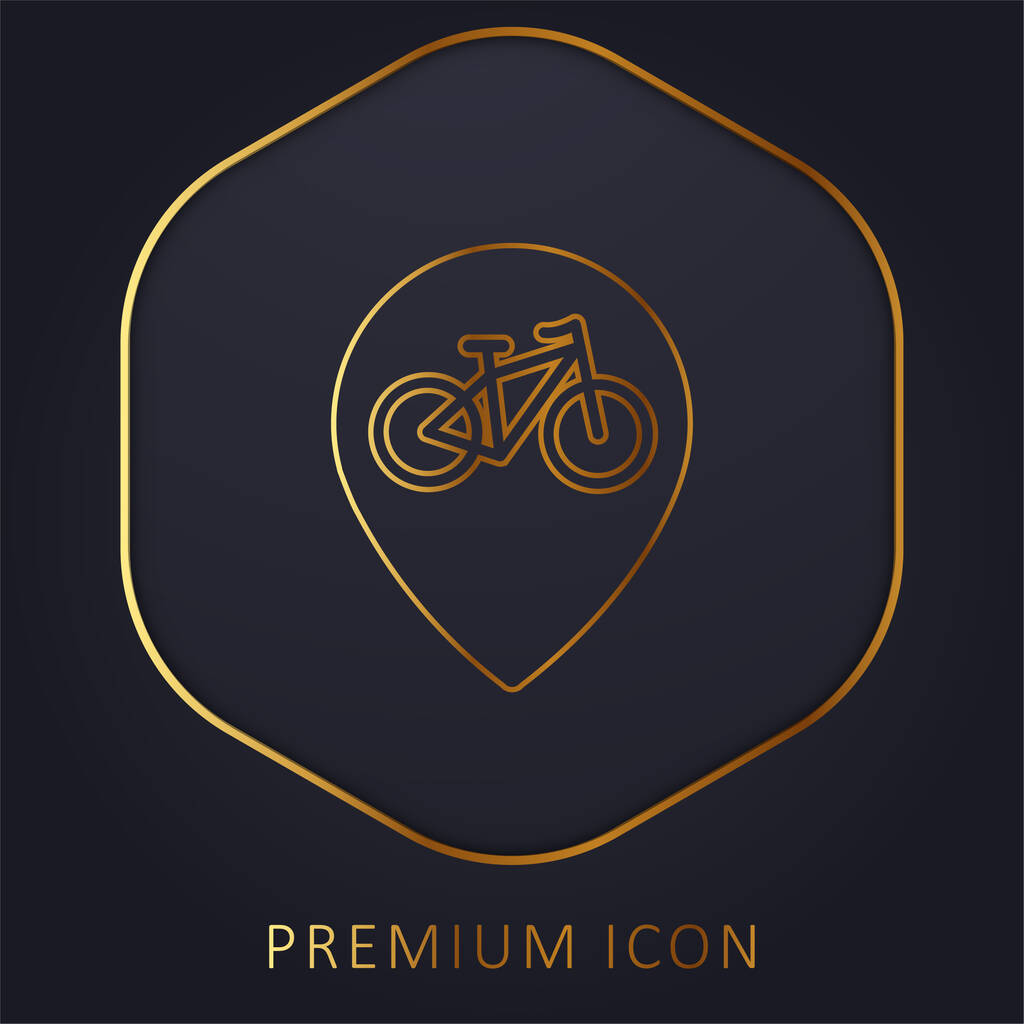 Sinal de zona de bicicleta linha dourada logotipo premium ou ícone - Vetor, Imagem