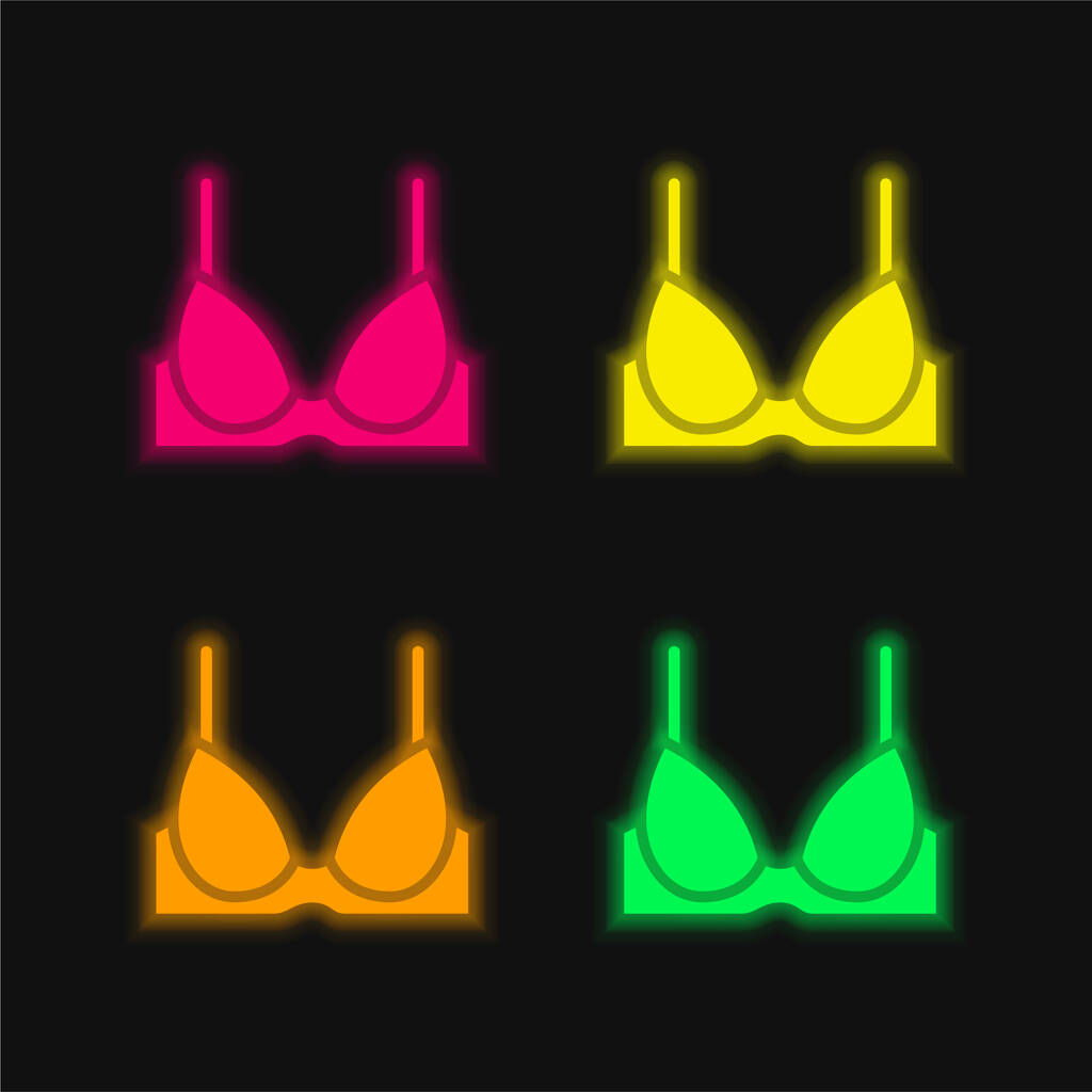 Bra τεσσάρων χρωμάτων λαμπερό εικονίδιο διάνυσμα νέον - Διάνυσμα, εικόνα