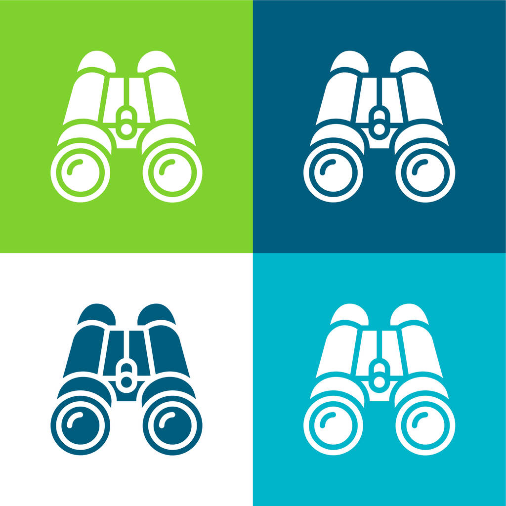 Binocolo Set di icone minime piatte a quattro colori - Vettoriali, immagini