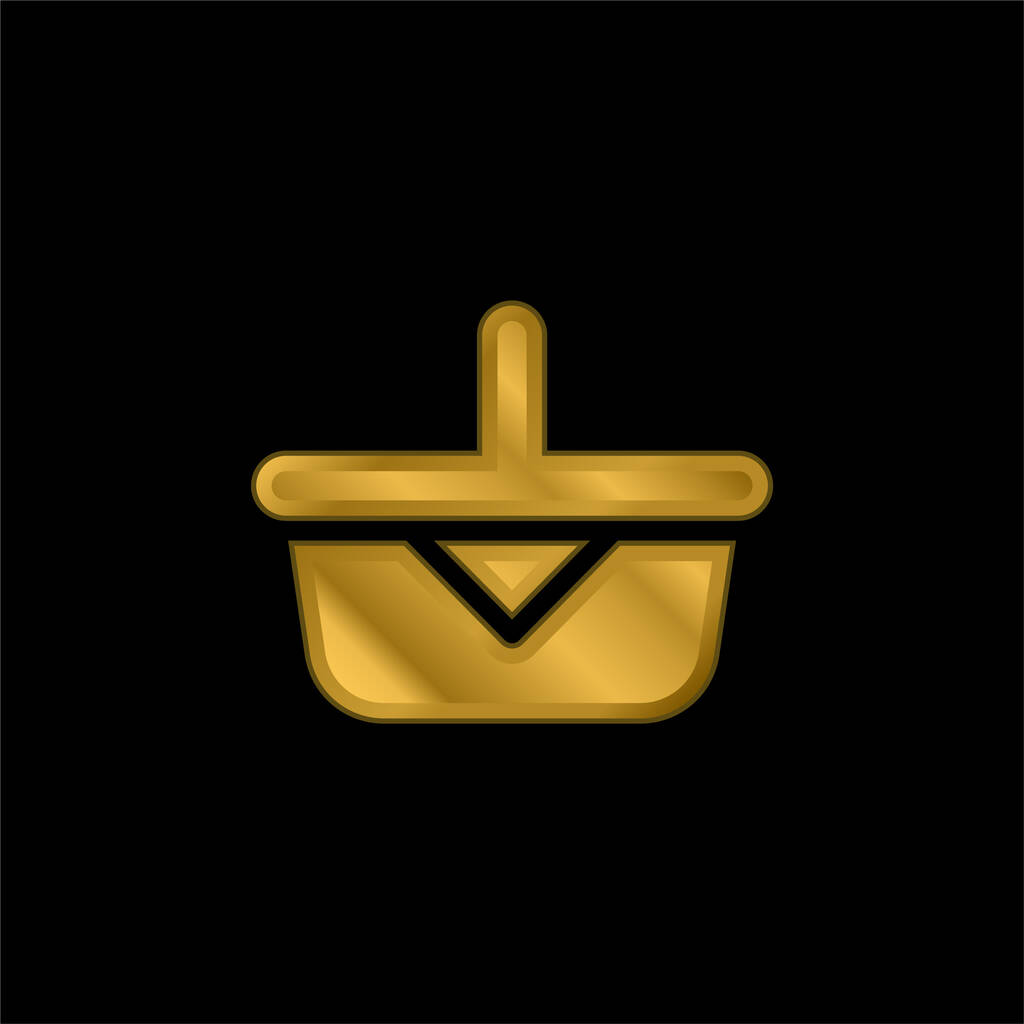 Sepet altın kaplama metalik simge veya logo vektörü - Vektör, Görsel
