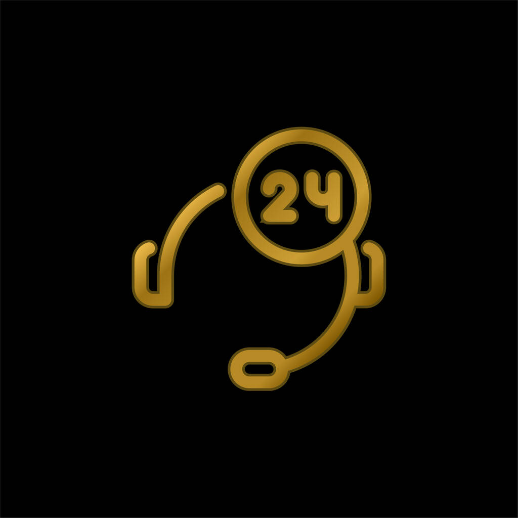 24 óra Támogatás aranyozott fém ikon vagy logó vektor - Vektor, kép