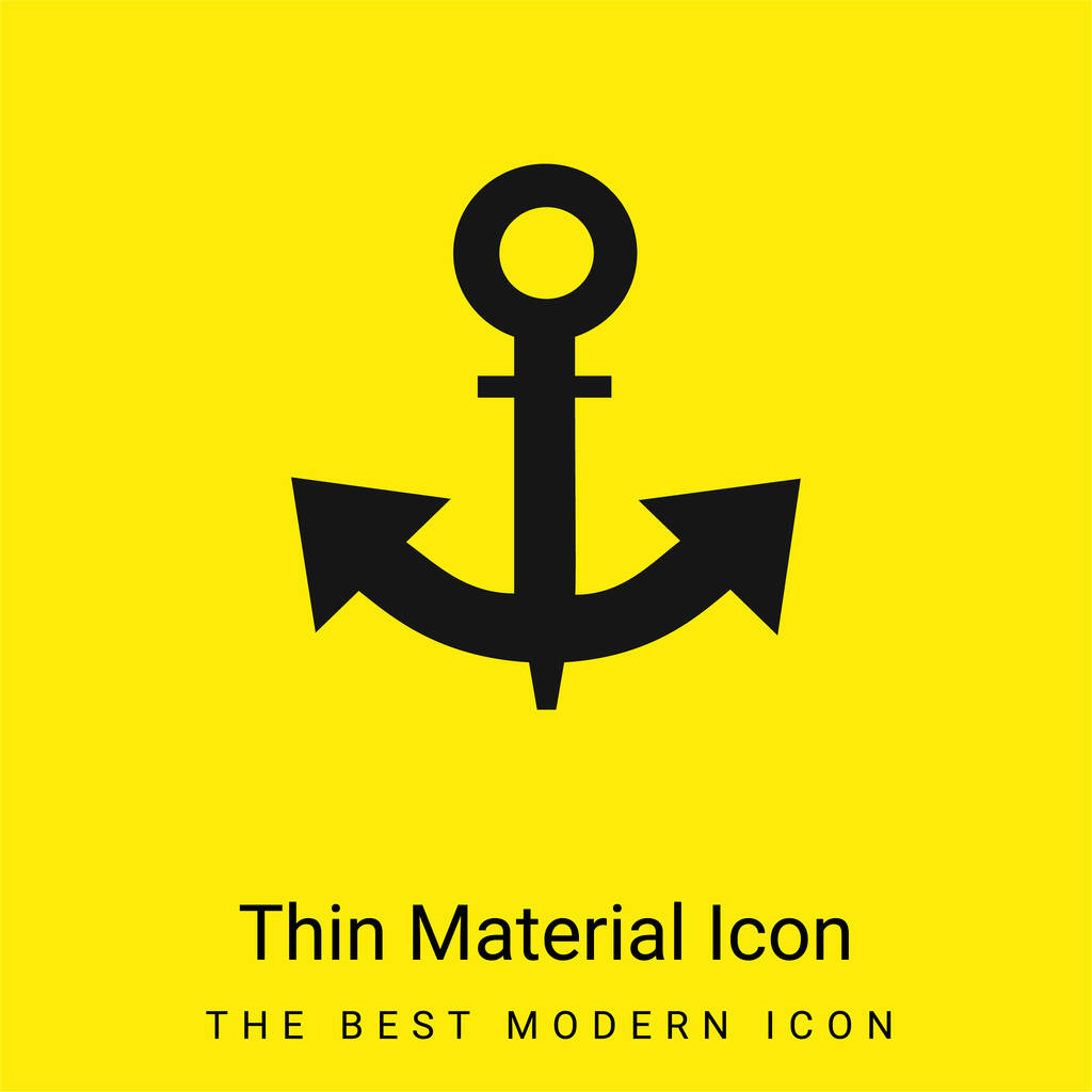 Boat Anchor minimal bright yellow material icon - Vector, Image