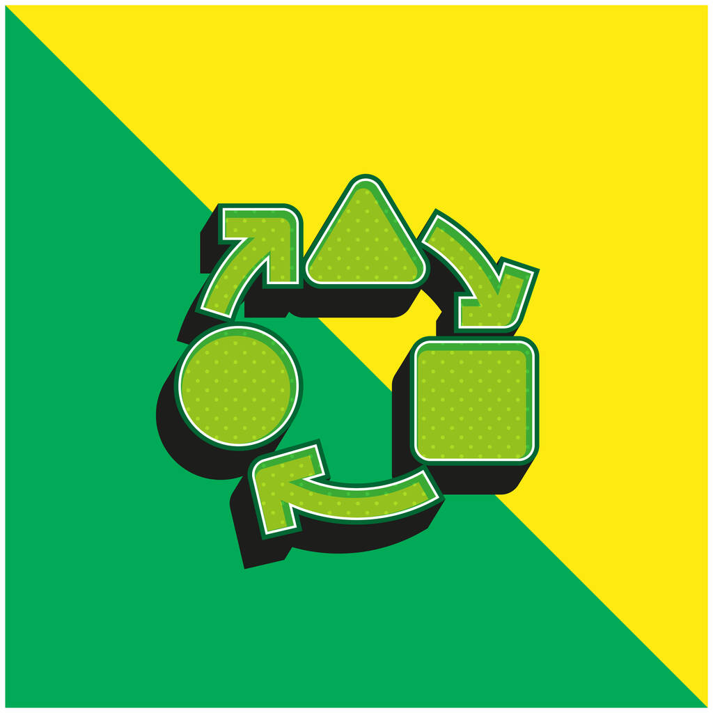 Adaptativo verde e amarelo moderno logotipo vetor 3d ícone - Vetor, Imagem