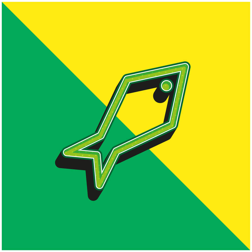 Peixe angular Verde e amarelo moderno logotipo vetor 3d ícone - Vetor, Imagem