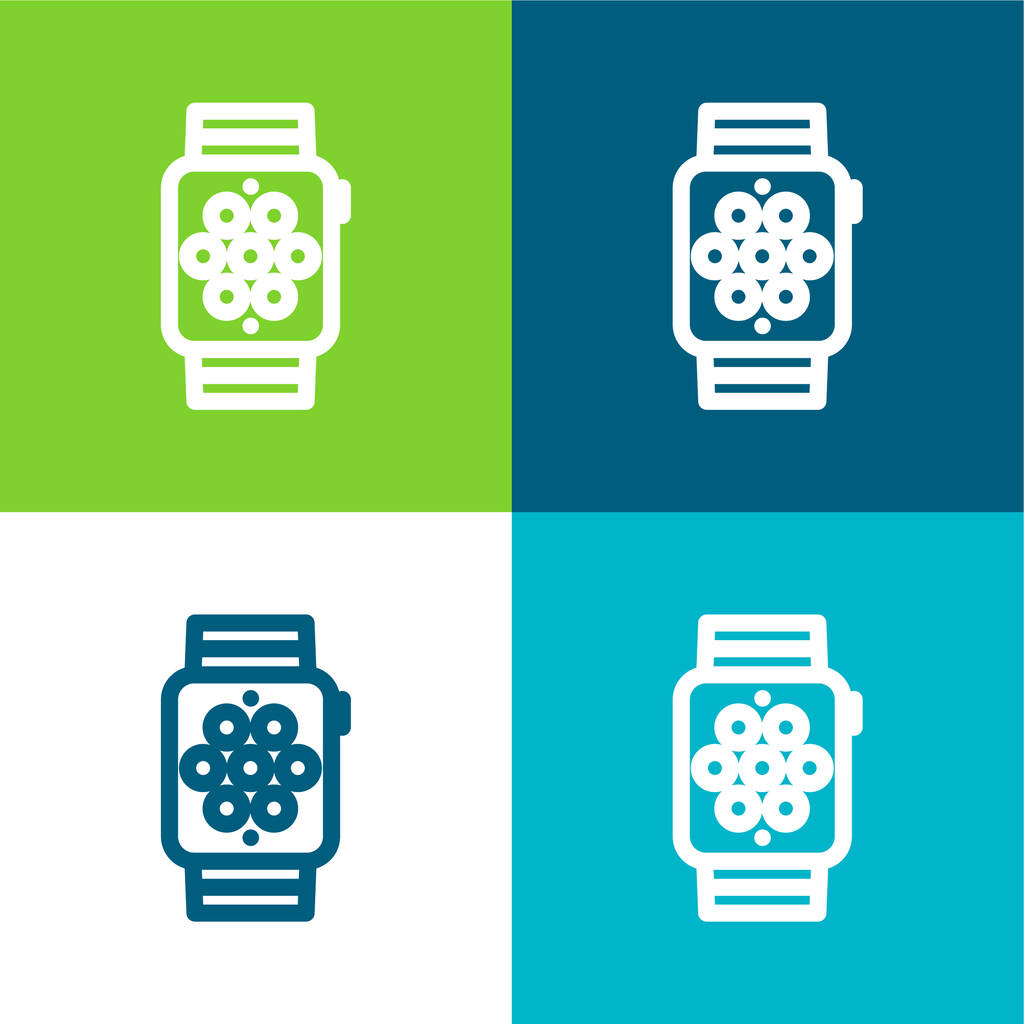 Apple Watch Ensemble d'icônes minimal plat quatre couleurs - Vecteur, image