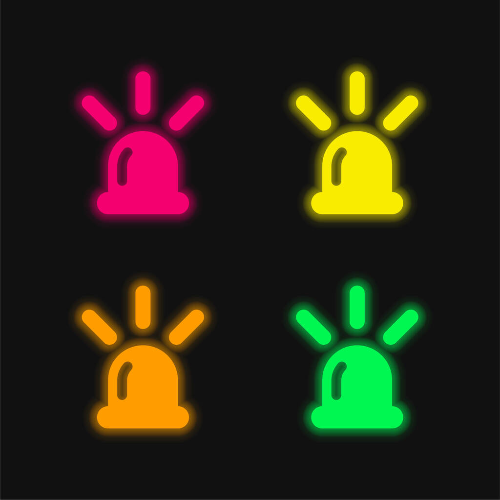 Alarm vier Farbe leuchtenden Neon-Vektor-Symbol - Vektor, Bild