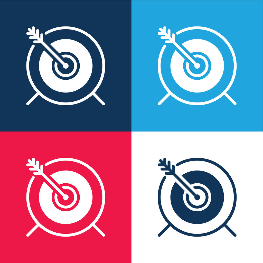 Стрільба з лука синій і червоний чотири кольори мінімальний набір піктограм
 - Вектор, зображення