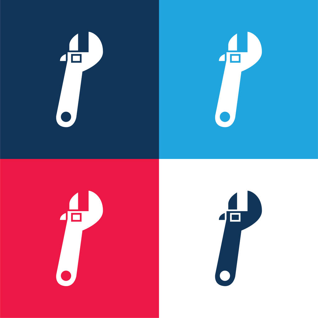 Nastavení klíče nástroj modrý a červený čtyři barvy minimální ikona sada - Vektor, obrázek