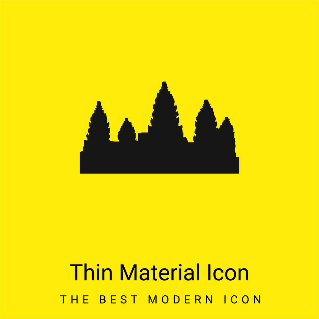 Angkor Wat mínimo ícone de material amarelo brilhante - Vetor, Imagem