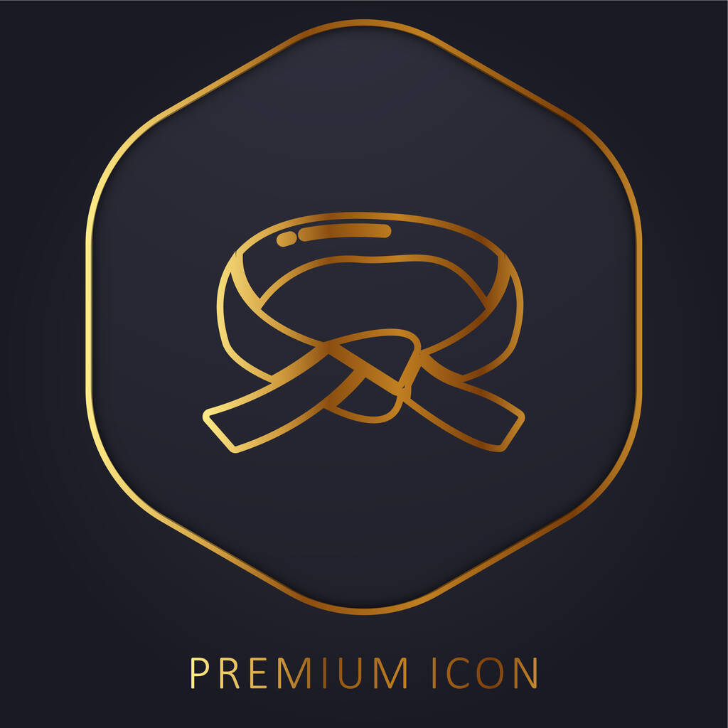 Cinturón Negro línea dorada logotipo premium o icono - Vector, imagen