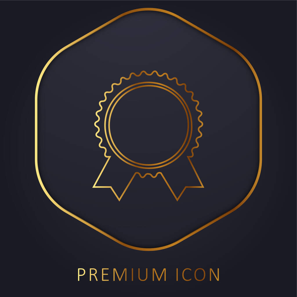 Award Badge Of Circular Shape With Ribbon Tails golden line premium logo or icon - Vector, Image