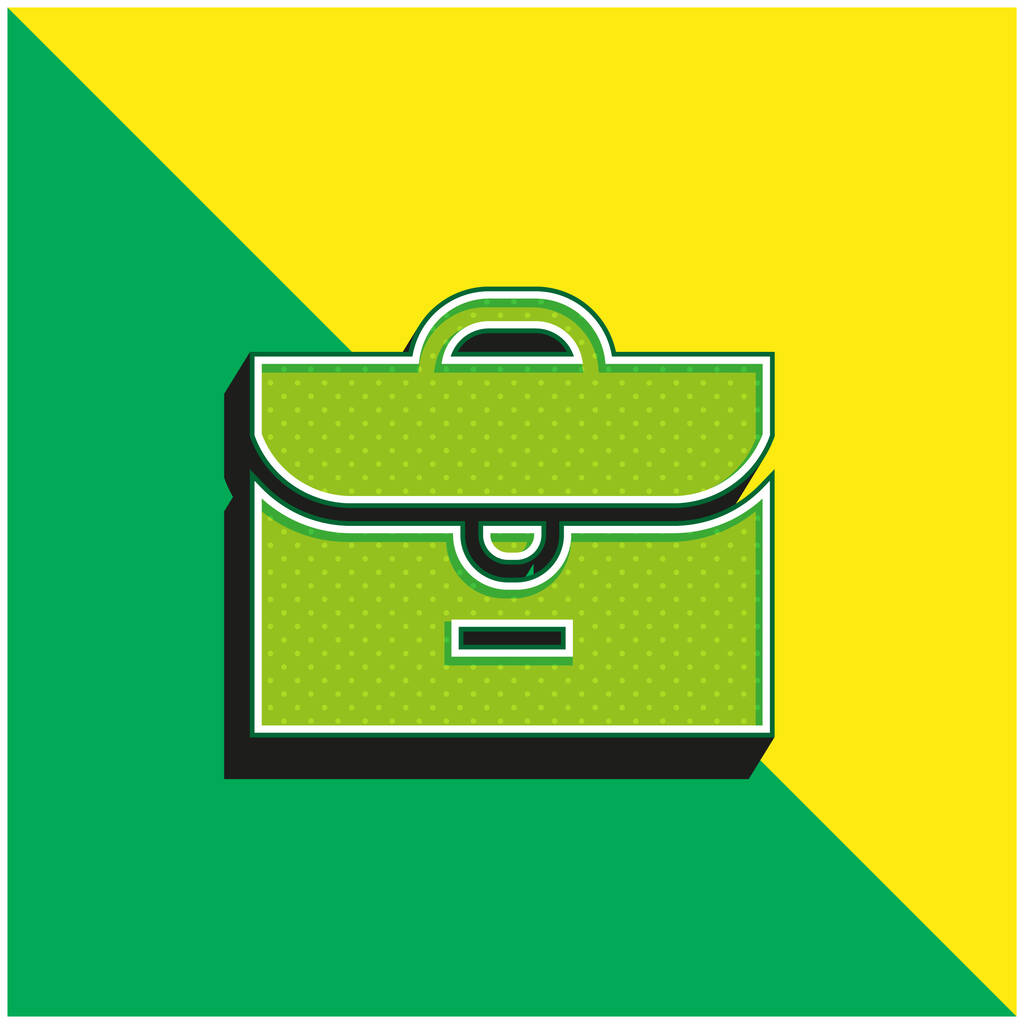Briefcase Groen en geel modern 3D vector icoon logo - Vector, afbeelding