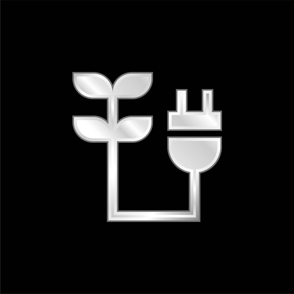 Bioenergia hopeoitu metallinen ikoni - Vektori, kuva
