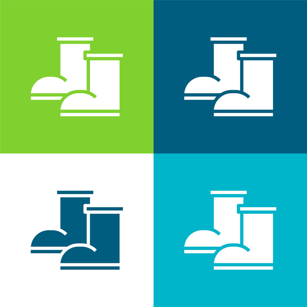 Boots Flache vier Farben minimales Symbol-Set - Vektor, Bild