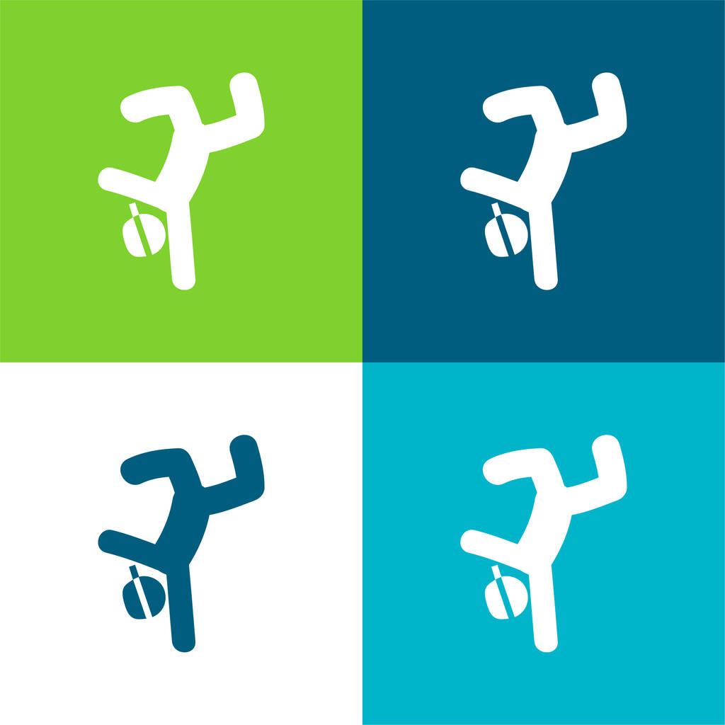Breakdancer Flat conjunto de iconos mínimos de cuatro colores - Vector, imagen