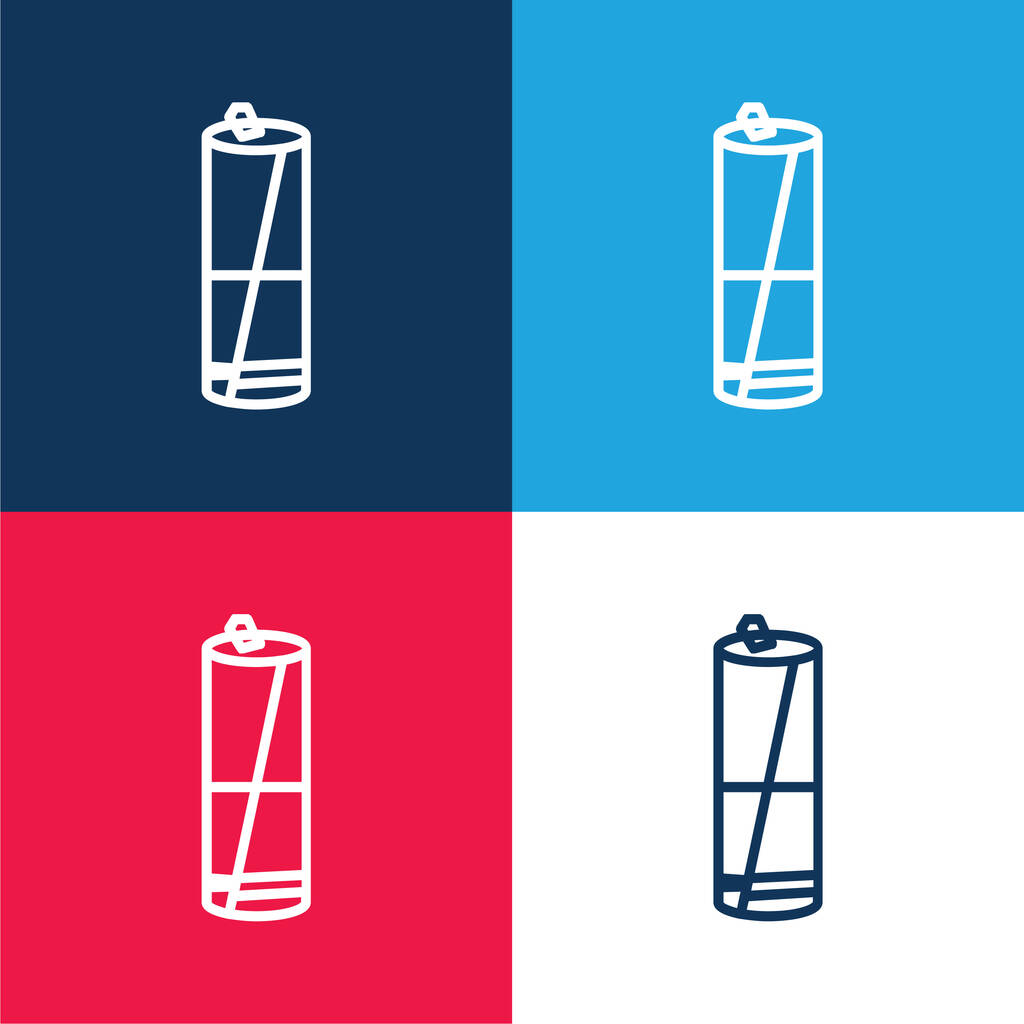Variante de batería en blanco y negro azul y rojo conjunto de iconos mínimo de cuatro colores - Vector, imagen