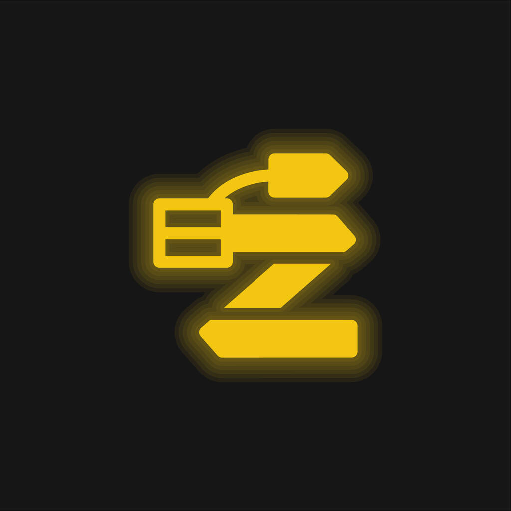 Cinto amarelo brilhante ícone de néon - Vetor, Imagem