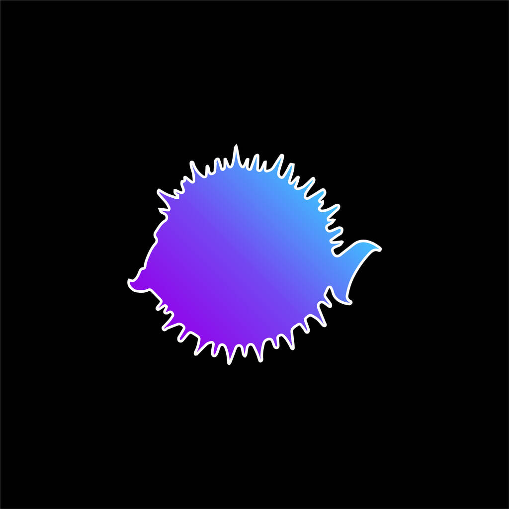 Balloonfish Side Shape icono de vector de gradiente azul - Vector, Imagen