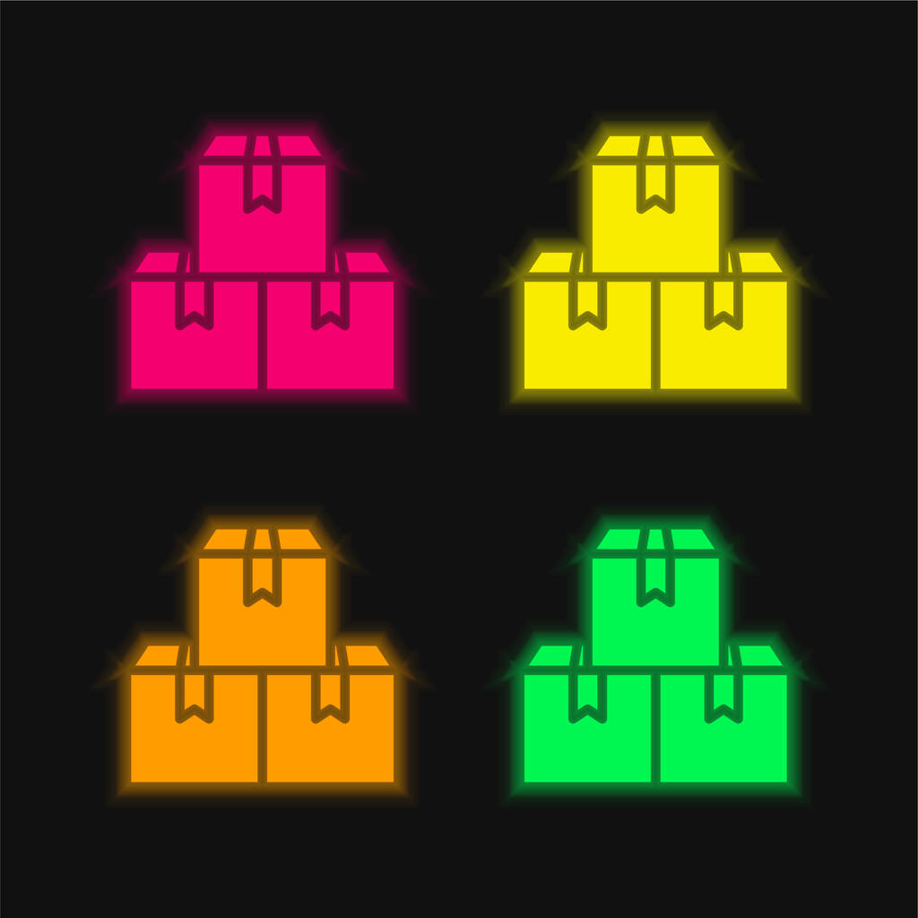 Vakken vier kleuren gloeiende neon vector pictogram - Vector, afbeelding