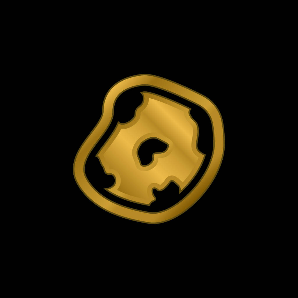 Asteroide chapado en oro icono metálico o logo vector - Vector, imagen